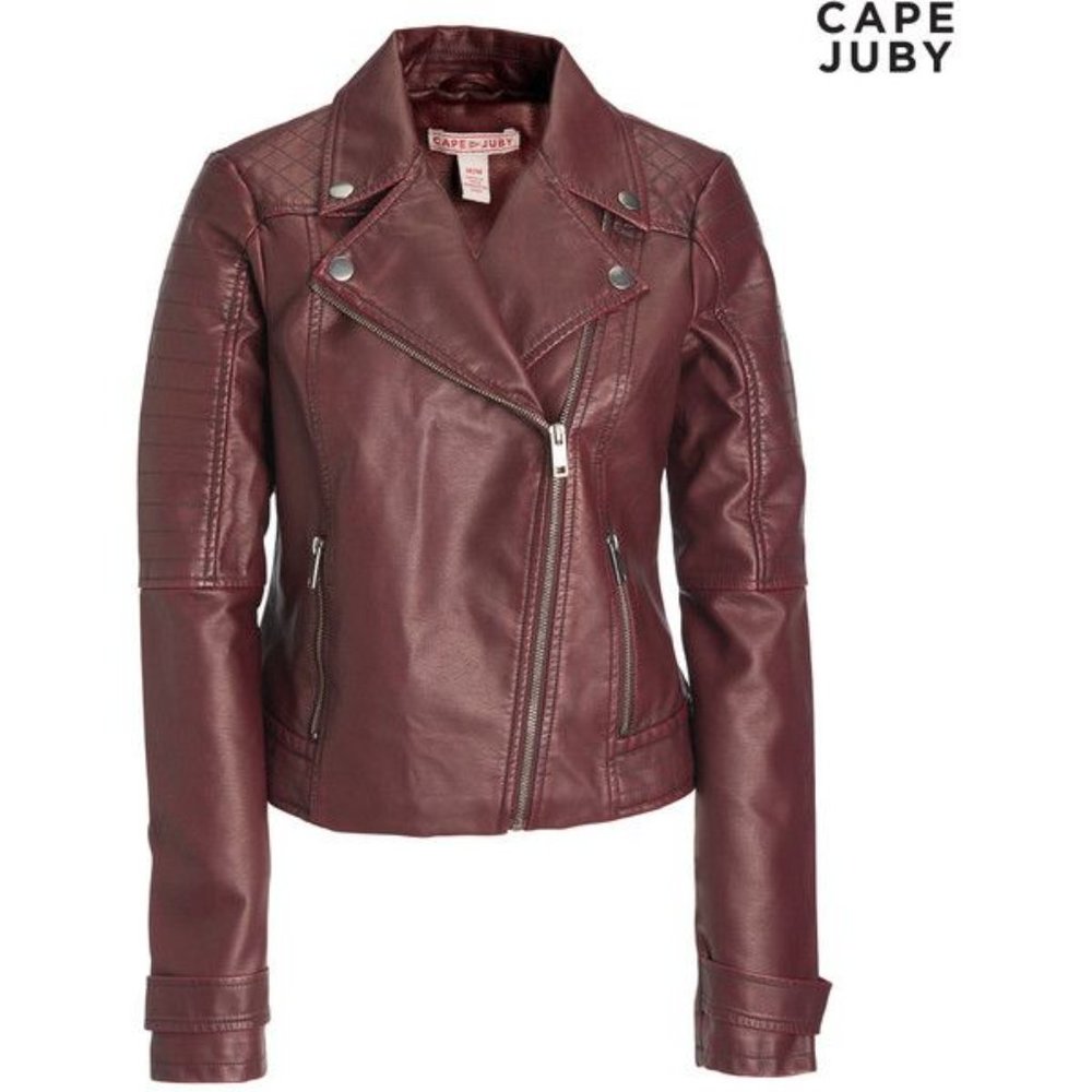 Cape Juby, Red Faux Leather Jacket, Medium